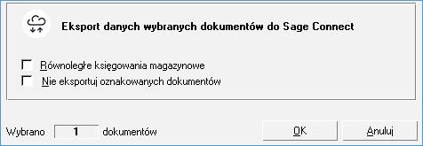 Podczas eksportu użytkownik programu może określić następujące parametry: oznaczaj wyeksportowane dokumenty - Powoduje specjalne oznakowanie wyeksportowanych dokumentów sprzedaży, prezentowane na