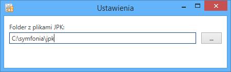 Rys. 140 Okno ustawień katalogu odczytu plików JPK z programu e-deklaracje.