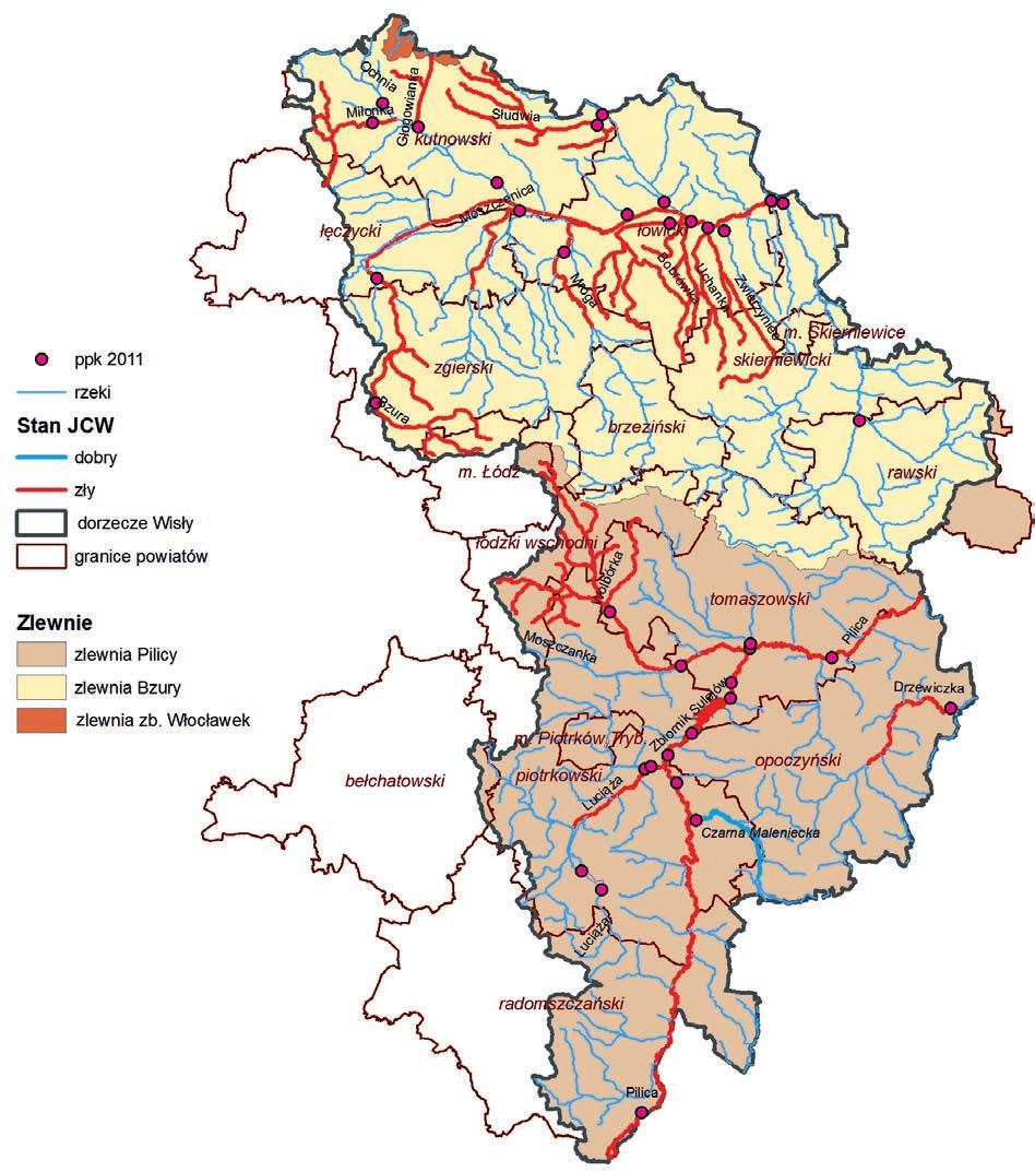 II.2.2.5 Ocena stanu jednolitych części wód Stan jednolitej części wody określa się dla wód przebadanych zarówno pod względem ekologicznym, jak i chemicznym.