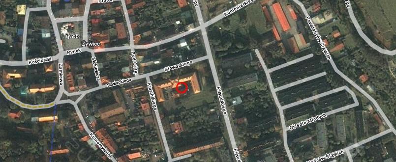 Rysunek H-4. Lokalizacja stacji pomiarowej przy ul. Słowackiego 2 w Żywcu (źródło: www.zumi.pl) Rysunek H-5. Lokalizacja stacji pomiarowej przy ul. Sanatoryjnej 1 w Ustroniu (źródło: www.