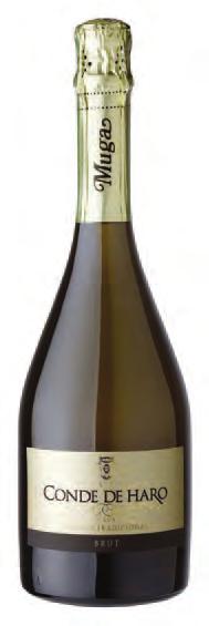 Wina musujące cierpkie owoce, kwiaty miód wanilia słodkawe wiśnia truskawka miód świeże Sałatki Przystawki Sery Makarony 75 cl 112 zł Bodegas Muga Cava Conde de Haro Brut Kraj: Hiszpania Region: