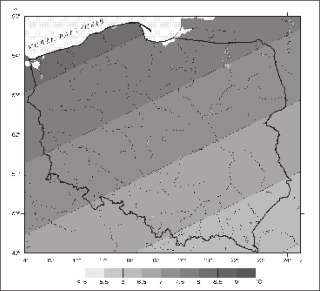 80 Zbigniew Ustrnul wysokość nad poziomem morza, długość oraz szerokość geograficzną. Dane te były względniane z rozdzielczością 250 m.