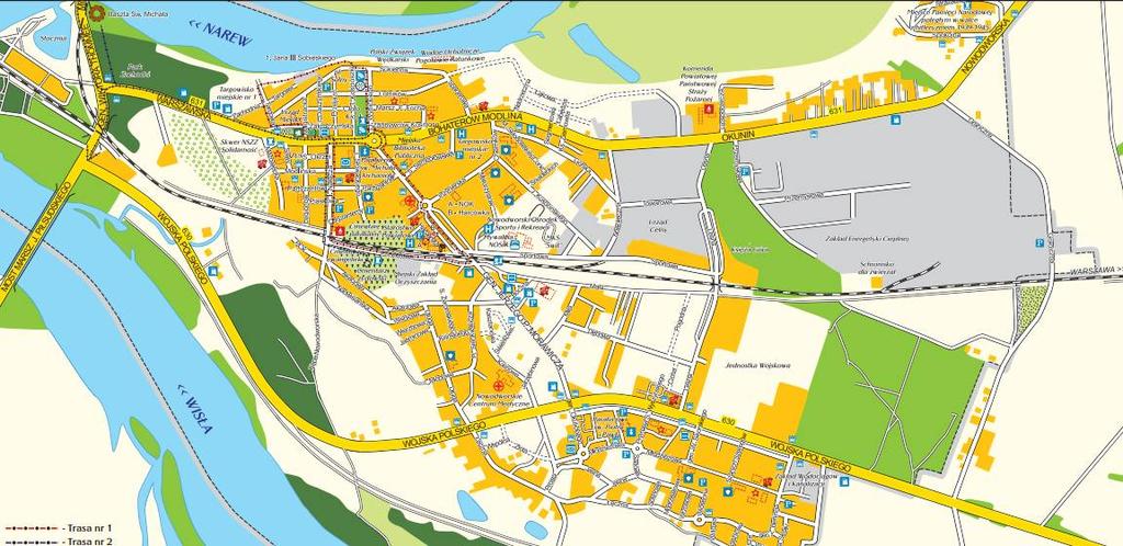 S t r o n a 42 trasa 5: Baśka Murmańska w Twierdzy Modlin. Rysunek 18. Trasy spacerowe po centrum Nowego Dworu Mazowieckiego Źródło: Informator Turystyczny.