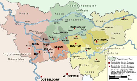 Zagłębie Ruhry jak to mówią Niemcy Ruhrpott, jest mieszaniną wszystkiego i wszystkich. Jest położone nad rzeką Ruhrą, a także w pobliżu rzeki Ren.