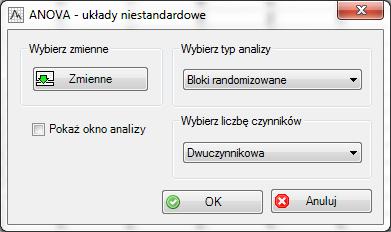 ANOVA układy niestandardowe W skład grupy analiz ANOVA układy niestandardowe wchodzą moduły pozwalające badaczowi na wygodne i intuicyjne zdefiniowanie mniej standardowych układów eksperymentów.