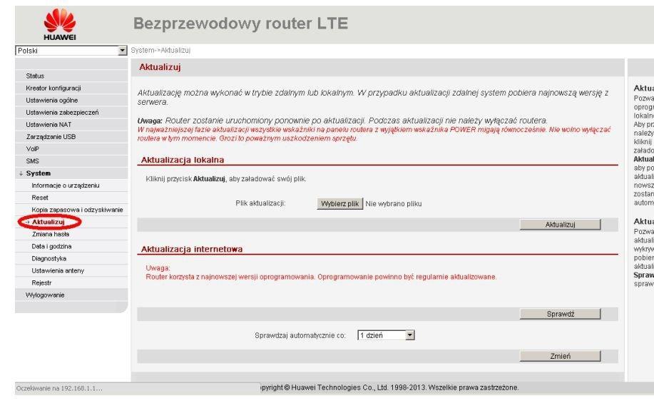 6 Firmware dotyczy tylko routerów B593u-12 napisane z tyłu routera. Jeśli jesteś posiadaczem B593s-12 firmware te nie wgra się.