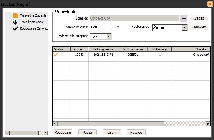 Instrukcja obsługi kamer PTZ serii NVIP-5000 wer.1.0. INTERFEJS WWW - PRACA Z KAMERĄ - Zrzut ekranu z odtwarzanego nagrania do pliku jpg -Ustawienia kopiowania materiału 4.