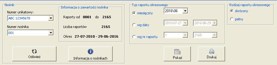 Pojawi się okno Raporty okresowe. Rysunek 16.