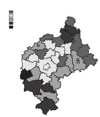 szczono równie uzyskane wartoœci miernika syntetycznego, który umo liwi³ dokonanie waloryzacji poszczególnych grup powiatów wzglêdem ich przydatnoœci dla rozwoju turystyki wiejskiej.