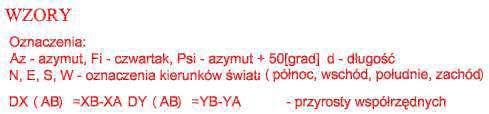 Obliczenie azymutów ze współrzędnych punktów tablica struktur punktów, tablica struktur azymutów Pojęcie azymutu w geodezji Azymut jest to kąt mierzony od kierunku północy (osi X) zgodnie z ruchem