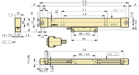 Linear Scale cyfrowy system pomiaru długości Typ AT 115 Błędy graniczne (20 C): (5 + 5 L 0 /1000) µm Max.