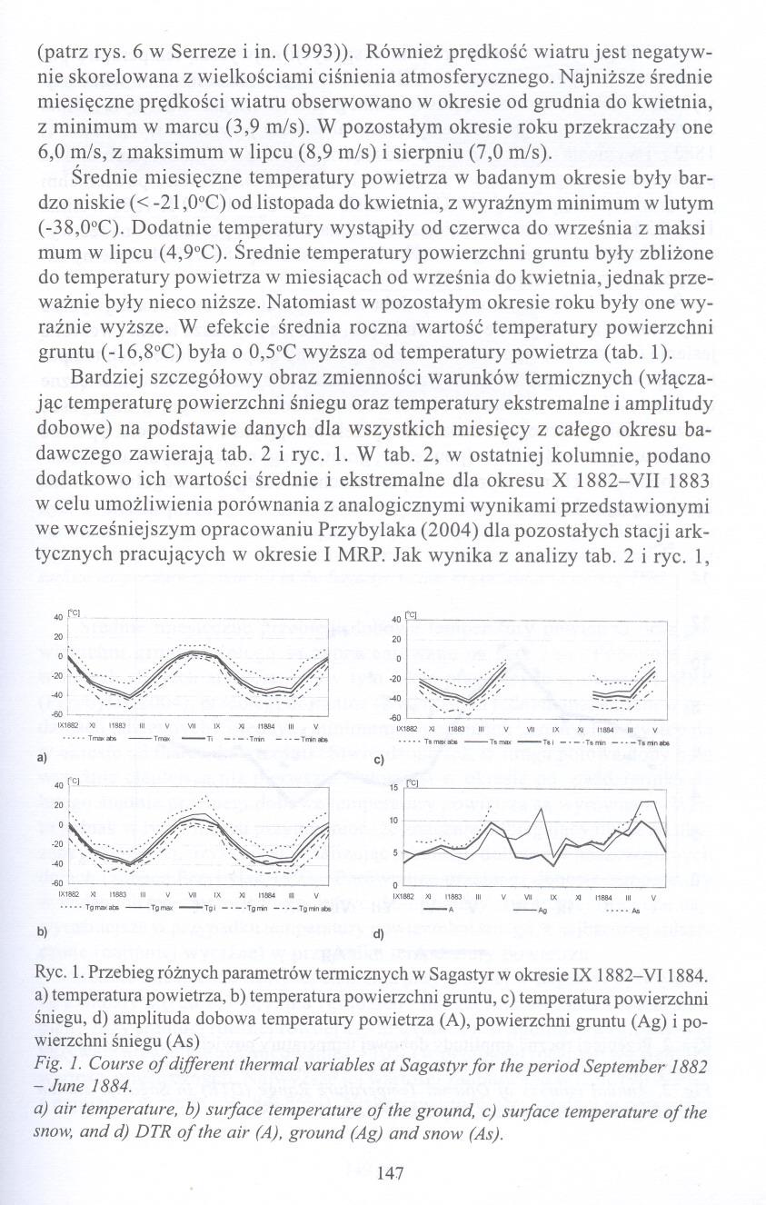' 1 (patrz rys. 6 w Serreze i in. (1993)). Równiez predkosc wiatru jest negatywnie skorelowana z wielkosciami cisnienia atmosferycznego.