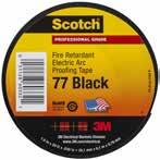 Taśmy elektrotechniczne Taśmy elektrotechniczne Taśmy ochronne 3M Scotch 77 Scotch 77 to taśma ogniochronna z elastycznego elastomeru.