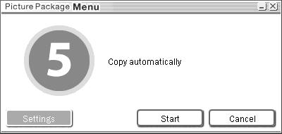 Software Picture Package se automaticky spustí a snímky z paměťové karty se automaticky zkopírují do počítače.