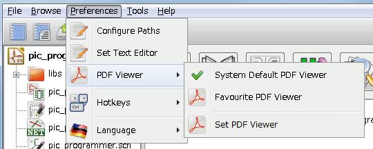 KiCad 5 / 14 2.4 Initialization of external utilities When using KiCad, choosing a text editor and a PDF viewer is useful. These settings are accessible from the Preference menu: 2.