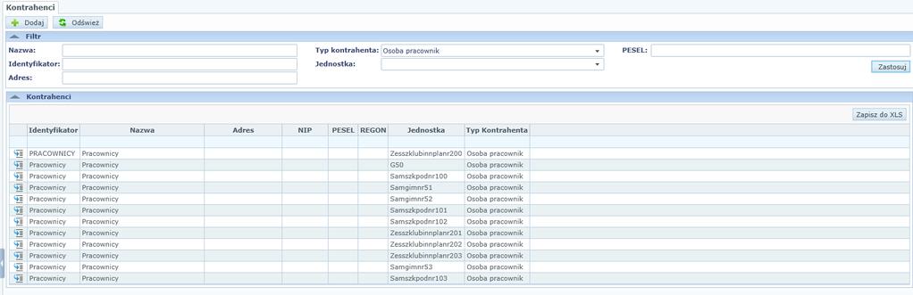 Podczas uzupełniania danych kontrahenta system automatycznie wypełnia wartość w sekcji Informacje o przetwarzaniu danych (data pierwszego wprowadzenia danych, login użytkownika).