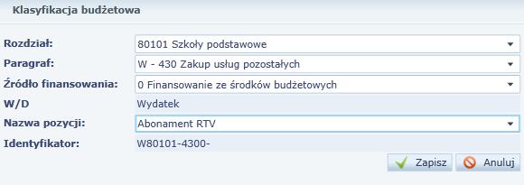 Administracja Dekretowe klasyfikacja budżetowa Słownik klasyfikacji budżetowej udostępnia zapisy wprowadzone standardowo do aplikacji przez producenta. Są one zgodne z obowiązującym prawem.