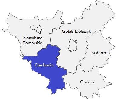 2.1. Położenie geograficzne i podział administracyjny 1 Gmina Ciechocin położona jest w środkowo-wschodniej części województwa kujawskopomorskiego, w powiecie golubsko-dobrzyńskim, przy drodze
