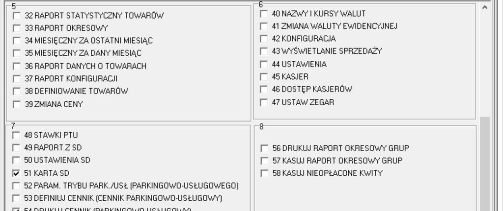 kasjerów, maksymalne rabaty i narzuty dla poszczególnych kasjerów oraz wszystkie