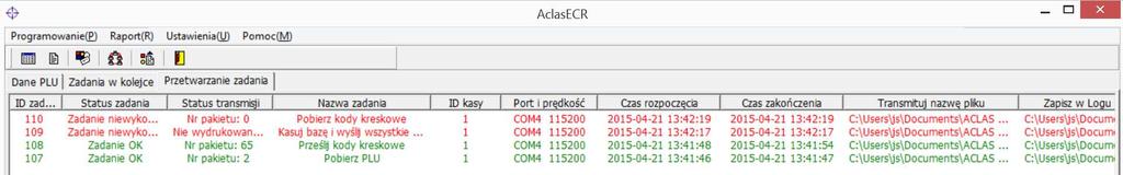 3. Funkcje programu AclasECR o Programowanie o Raport o Ustawienia o Pomoc.