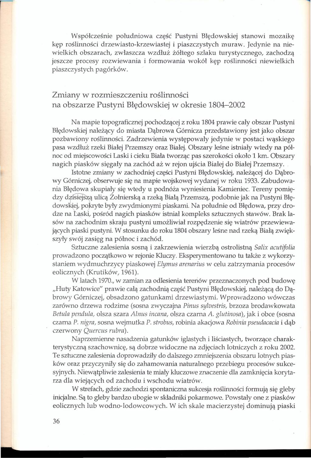 Współcześnie południowa część Pustyni Błędowskiej stanowi mozaikę kęp roślinności drzewiasto-krzewiastej i piaszczystych muraw.