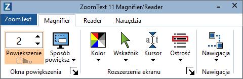 68 Zakładka Powiększanie Zakładka powiększanie posiada przyciski szybkiego dostępu do włączania i zmiany ustawień funkcji ZoomTexta.