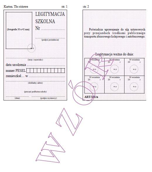 Wzór nr 14 LEGITYMACJA SZKOLNA DLA UCZNÓW NIEPEŁNOSPRAWNYCH WE WSZYSTKICH
