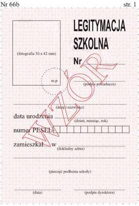 Wzór nr 37 LEGITYMACJA SZKOLNA UCZNIÓW SZKÓŁ