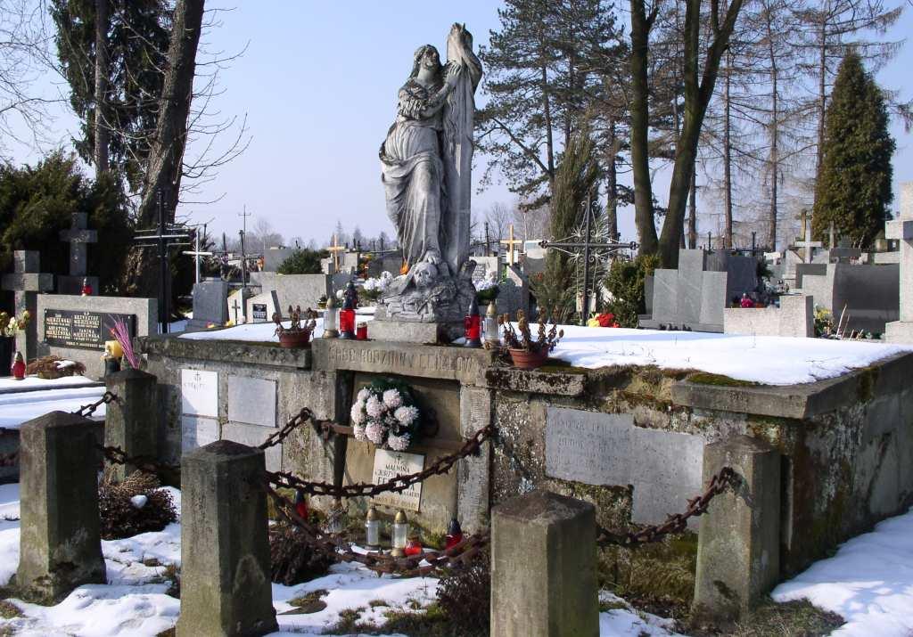 Cmentarzu w Gdowie ujęcia lica grobowca.