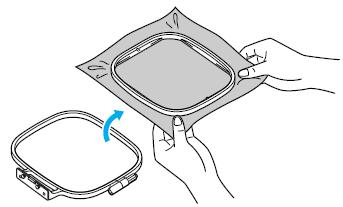 Połóż ramkę zewnętrzną na płaskiej powierzchni 4. Dokręć ręką śrubę, aby zabezpieczyć materiał. 5.