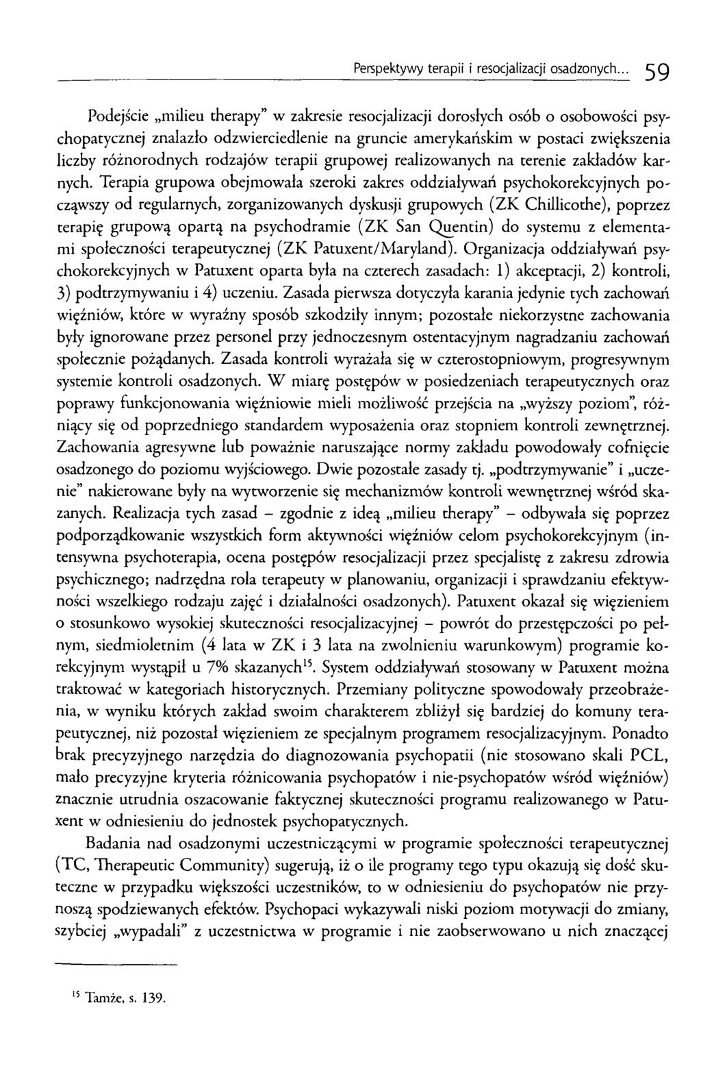 Perspektywy terapii i resocjalizacji osadzonych.
