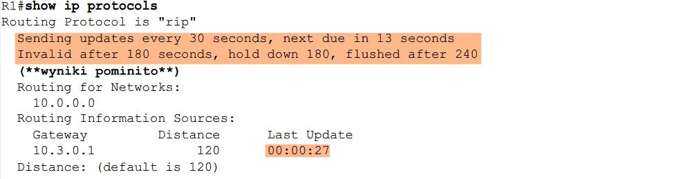 12 przez protokół RIP pokazywany jest wyrażony w sekundach czas, jaki upłynął od ostatniej aktualizacji.