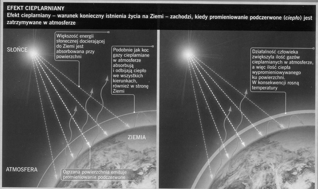 życiu na Ziemi Efekt CIEPLARNIANY Wzost tempeatuy Stopienie