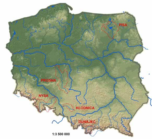 LOCATION OF CHOSEN CATCHMENTS IN POLAND TERRITORY Pisa catchment: lacustrine catchment 4061 km 2 area Prosna catchment: agricultural catchment 4712 km 2 area