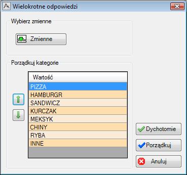 Przykładowo przesuniemy kategorię PIZZA, na pierwsze miejsce co spowoduje, że jeżeli wartość ta
