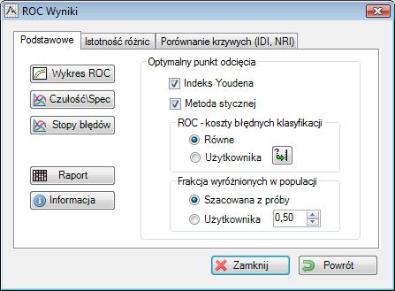 wskaźniki IDI oraz NRI służące do porównania krzywych. Przykład.