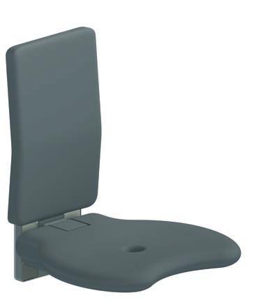 Siedzisko prysznicowe Montaż do ściany, wygodna i stabilna pozycja siedzenia, powierzchnia siedziska pokryta higieniczną pianką PUR. Dwie wersje kolorystyczne do wyboru: biała lub antracytowa.