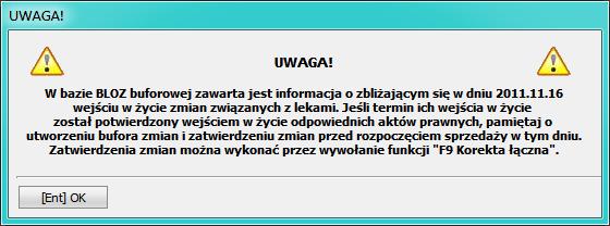 Jeżeli uruchomimy funkcję Poprawa leków i zakupów na dzień przed planowanym terminem wejścia zmian