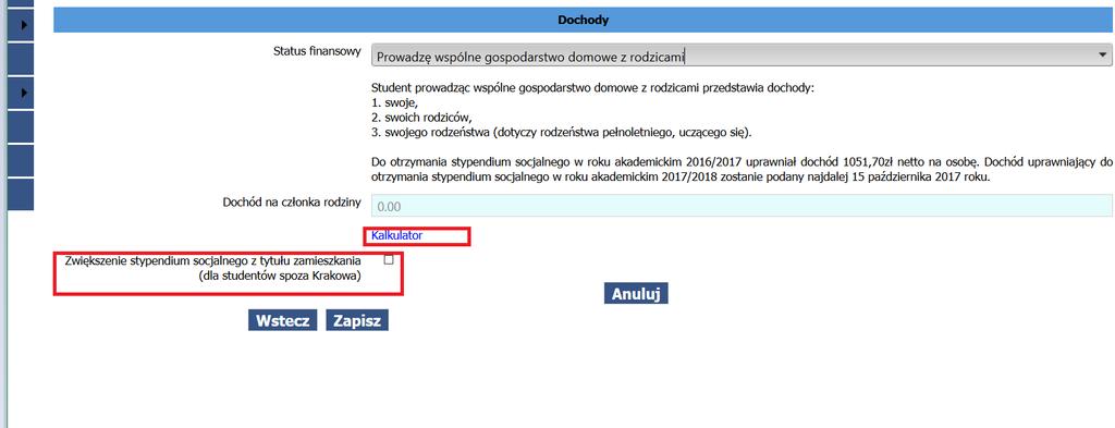 dotyczy (wybrać: stypendium socjalne, stypendium specjalne dla osób niepełnosprawnych, zapomoga). Uwaga!