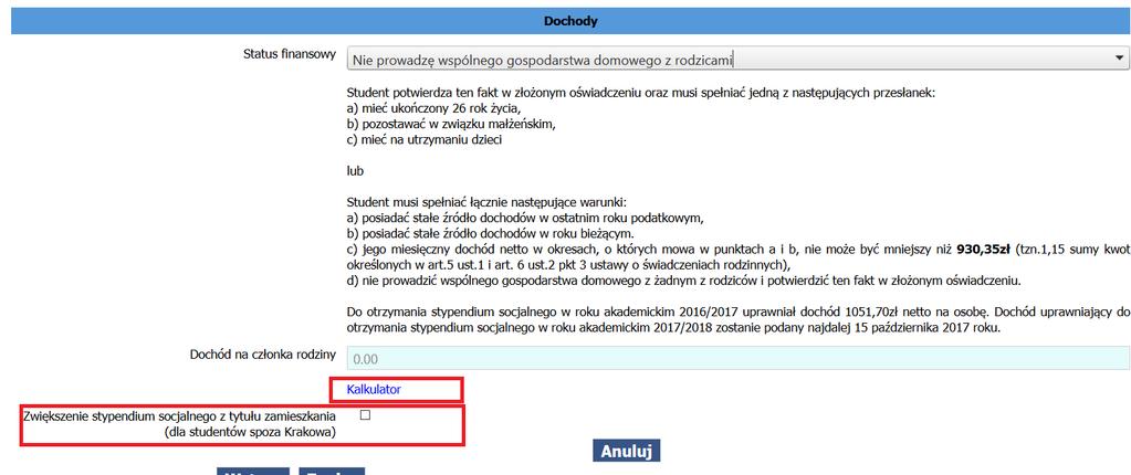 przypada w ostatnim roku studiów, do ich ukończenia, oraz dzieci niepełnosprawne bez względu na wiek; c) rodziców, opiekunów prawnych, opiekunów faktycznych studenta będące na ich utrzymaniu dzieci