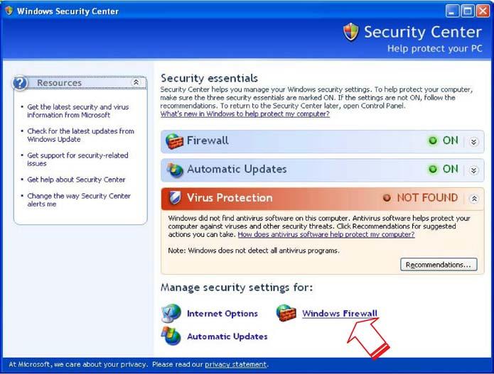 Konfiguracja Firewall a Krok 2) Kliknij [Windows