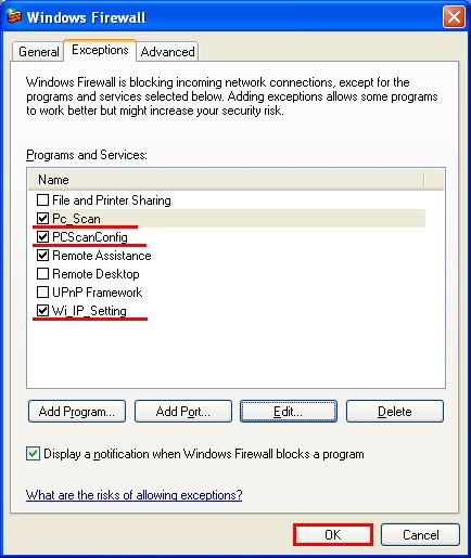 Konfiguracja Firewall a Krok 9) Jak widać na poniższym ekranie programy [Pc_Scan],