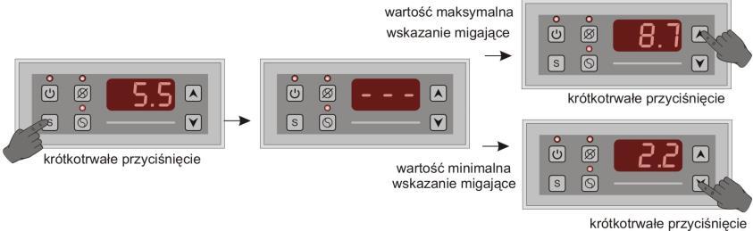 FUNKJA PAMIĘI WARTOŚI TEMPERATUR MAKSIMUM I MINIMUM Regulator posiada funkcję rejestrowania w wewnętrznej pamięci wartości temperatur maksymalnych i minimalnych, które występują w całym cyklu pracy