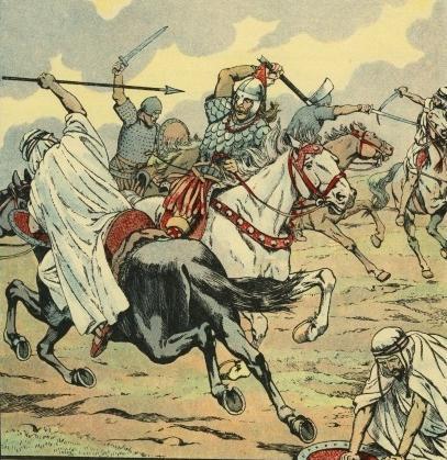 8. Scena przedstawia walkę Karola Młota w bitwie pod Poitiers. (0-4) Podaj datę tego wydarzenia: 732 r.