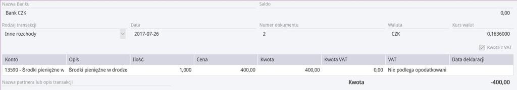 Warto wiedzieć: Alternatywnym rozwiązaniem jest wprowadzenie faktury zakupu w 360 Księgowość w walucie PLN. Aby tak uczynić, należy przeliczyć wartość z faktury na dzień zakupu z NOK na PLN.
