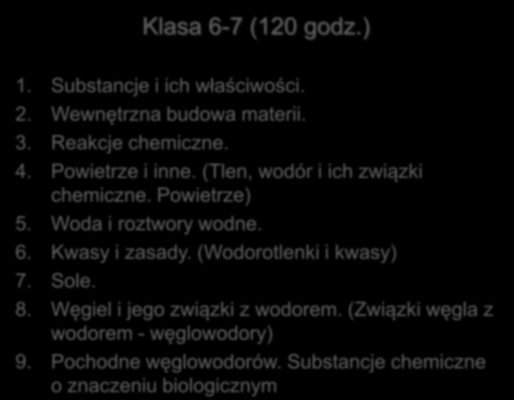 Klasa 6-7 (120 godz.) CH 1. Substancje i ich właściwości. 2.