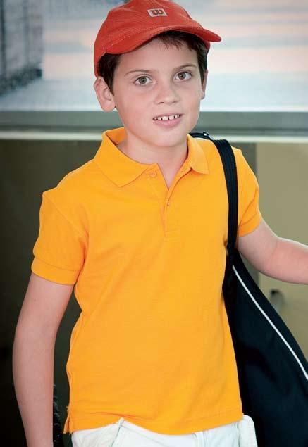 Kid Polo REF. ID 200 5 50 Polo młodzieżowe z krótkim rękawem. Miękki chwyt bawełny. Zapinane na dwa guziki. Ściągacze na rękawach.