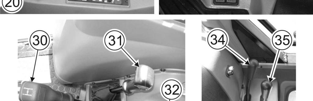 ciągnika; 22 włącznik tylnego WOM; 23 - panel sterowania układem elektrohydraulicznym EHR tylnego TUZ; 24 - włącznik blokady mechanizmu różnicowego tylnego mostu; 25