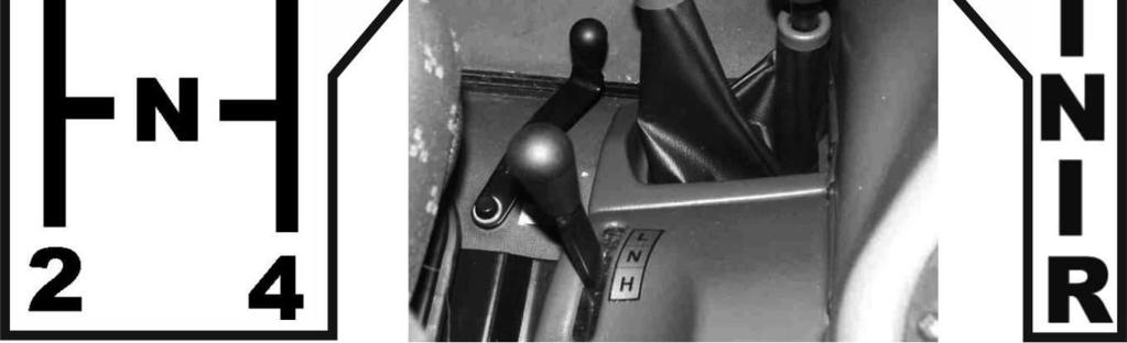 upewnić się czy dźwignie sterujące hydrauliki zewnętrznej są w położeniu neutralnym RYSUNEK 4.5 Dźwignie sterujące hydrauliki zewnętrznej. rozłączyć sprzęgło- wciskając całkowicie jego pedał;!