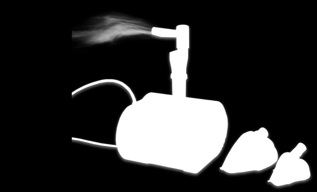 Pełen zestaw akcesoriów: Kompresor Nebulizator Maska dla dzieci Maska dla dorosłych Końcówka do nosa Końcówka doustna Przewód powietrzny 2 m Zapasowy filtr 1 szt Instrukcja obsługi